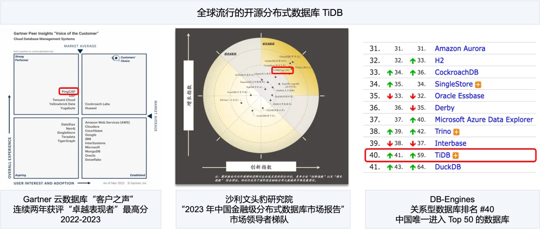 TiDB国际认可与排名